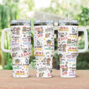 Big Fan Of Human Rights Tumbler 40oz, Equality Social Justice Tumbler, Feminist Activist Cup, LGBTQ+ Support Gift, Gift For Friends