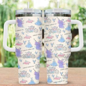 Cinderella Fairy Godmother 40oz Tumbler, Disney Princess Stainless Steel Tumbler, Insulated Travel Mug, Magic Theme Cup, Gift for Mom