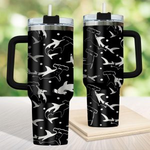Shark Engraved Tumbler 40 oz, Sea Shark Gift for Swimmers, Sea Life Lover Gift, Sea Animal Drinkware Tumbler 40 oz, Summer Tumbler Gift